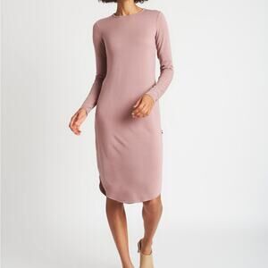 Kit and ace brushed mock neck dress mauve rose long sleeve casual athleisure